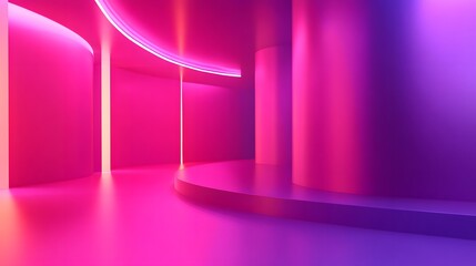 3d rendering of Deep purple and bright pink abstract geometric background. Scene for advertising, technology, showcase, banner, game, sport, cosmetic, business, metaverse. Sci-Fi Illustration. Product