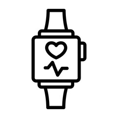 Wearable Health Monitor Vector Line Icon Design