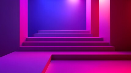 3d rendering of Deep purple and bright pink abstract geometric background. Scene for advertising, technology, showcase, banner, game, sport, cosmetic, business, metaverse. Sci-Fi Illustration. Product