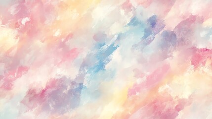 Abstract watercolor background with soft pink, blue and yellow hues.