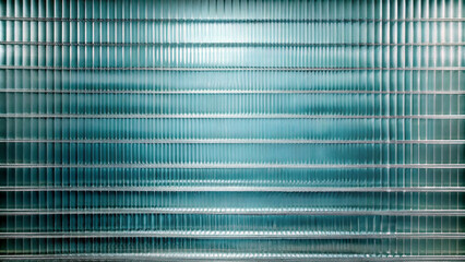 A grid-like pattern with horizontal and vertical lines creates a symmetrical, rhythmic effect. The cool blue-green tones give a sense of calm and order.AI generated.