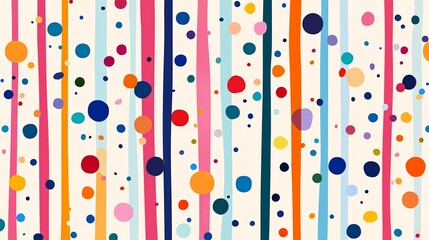 Colorful abstract pattern with stripes and dots.