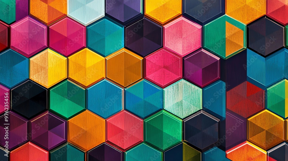 Poster colorful hexagonal pattern.