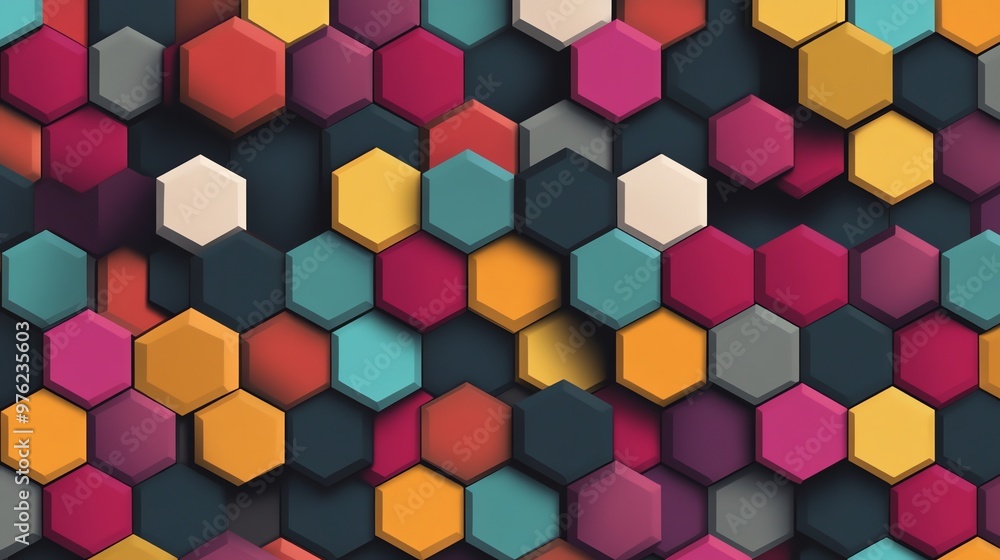 Poster colorful hexagonal pattern background.