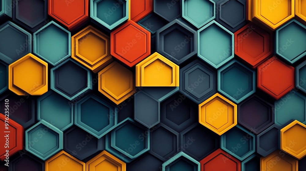 Aufkleber abstract geometric background of colorful 3d hexagons.