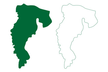 Kakching district (Manipur State, Republic of India) map vector illustration, scribble sketch Kakching map