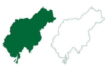 Kalahandi district (Odisha State, Republic of India) map vector illustration, scribble sketch Mahakantara or Karunda Mandal map
