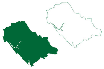 Obraz premium Kannur district (Kerala State, Republic of India) map vector illustration, scribble sketch Cannanore map