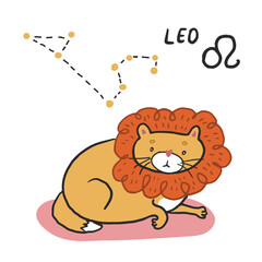 Cat zodiac sign leo illustration.