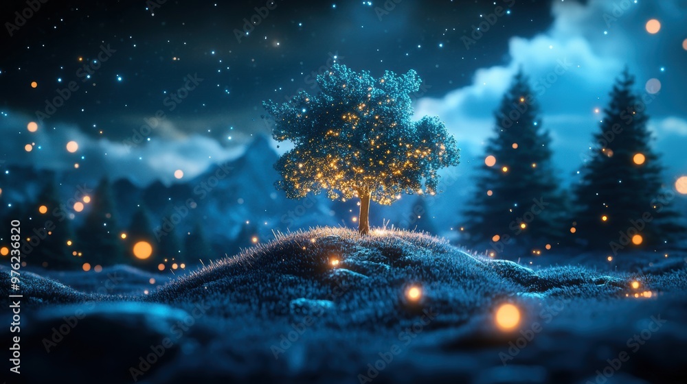 Poster a world where the air is filled with swirling, luminous particles, creating a surreal atmosphere of 