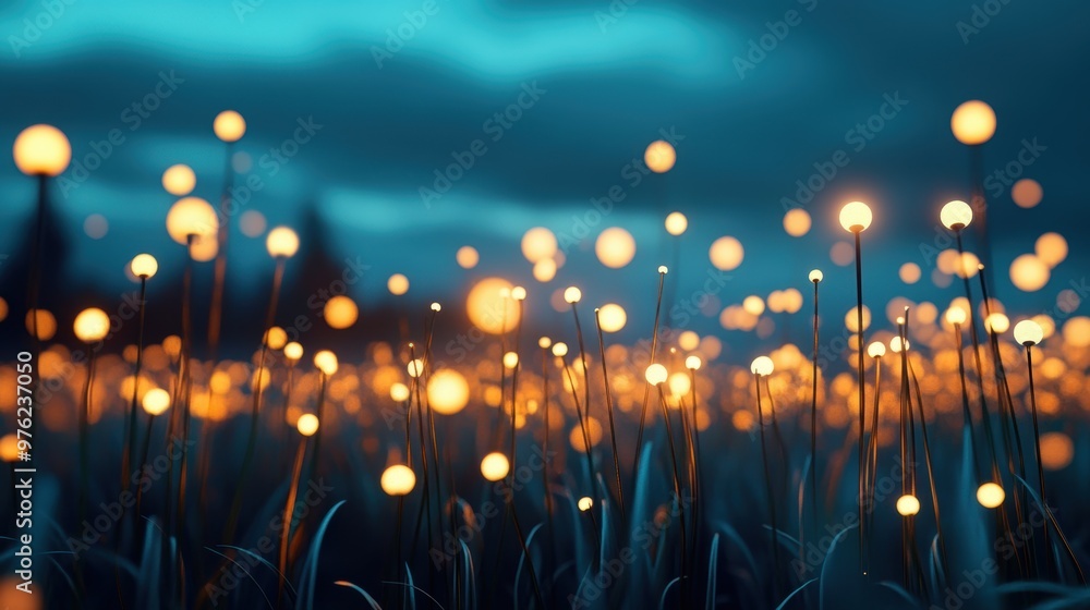 Poster a field of luminous stars, each a pulsating orb of light, creates a surreal dreamscape within the va
