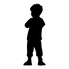 Silhouette of a little boy on a transparent background
