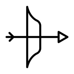 Bow and Arrow Vector Line Icon Design