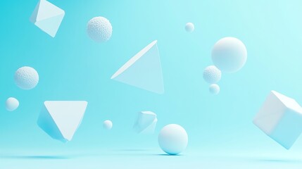 Abstract 3d geometric shapes in a blue background.