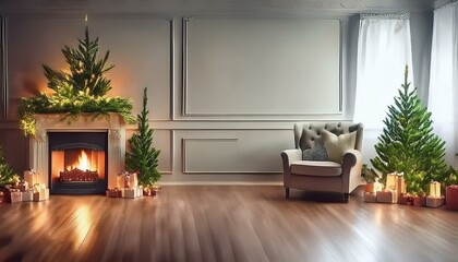 christmas room and fireplace