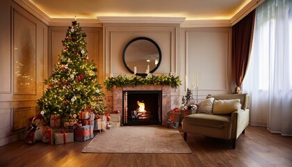 christmas room and fireplace