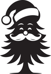 Merry Christmas and Santa Claus Tree Silhouette Vectors 