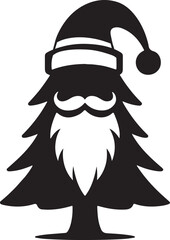 Merry Christmas and Santa Claus Tree Silhouette Vectors 