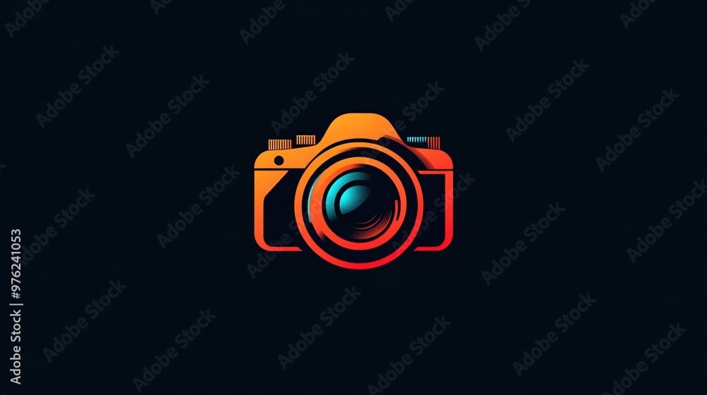 Poster a modern, stylized camera icon with a gradient color scheme.