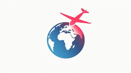 Naklejka premium Airplane flying over the globe.