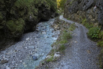Hiking track in Grießbachklamm at Erpfendorf, Austria, Europe
