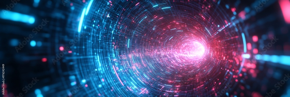 Poster dive deep into a fascinating abstract digital data landscape where we showcase the impressive networ