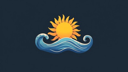 Obraz premium A stylized illustration of the sun setting over a wave.