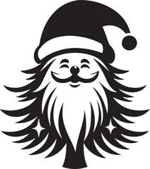 Merry Christmas and Santa Claus Tree Silhouette Vectors 