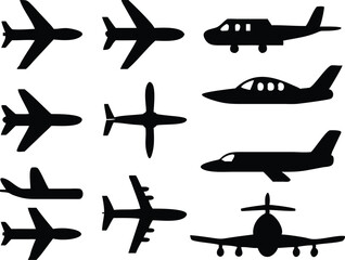 Plane different icons set.