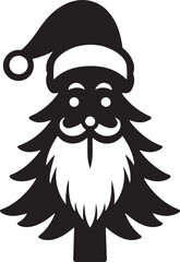 Merry Christmas and Santa Claus Tree Silhouette Vectors 