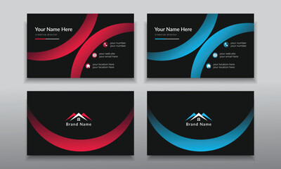 Double-sided creative business card template.  Horizontal and vertical layout. 