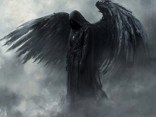 black angel of death, ominous grim reaper 