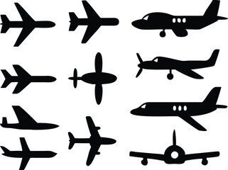 Plane different icons set.
