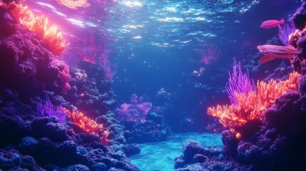Fototapeta premium Vibrant Coral Reef Underwater Scene.