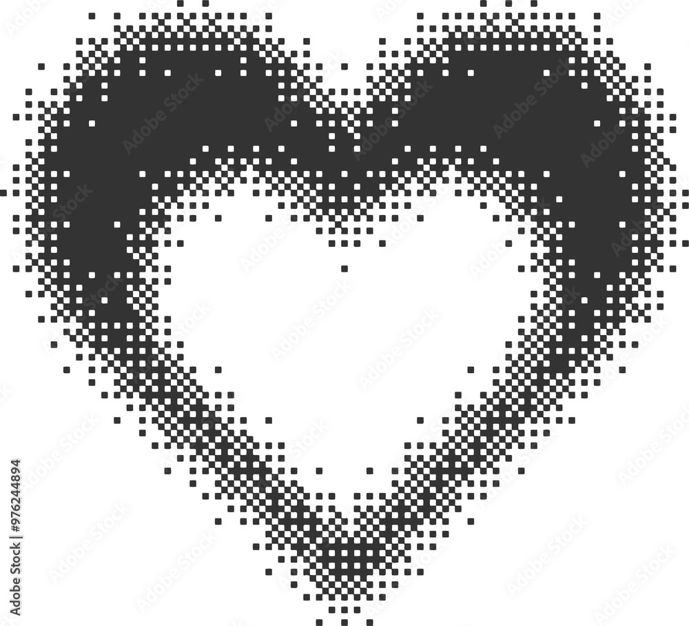 Poster bitmap pixel arcade game effect. hearts y2k halftone pattern shape. dither aesthetic gradient glow i