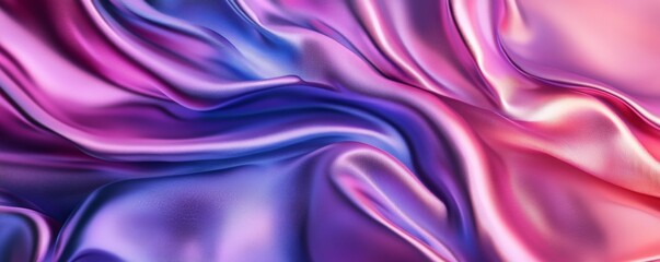 Fototapeta premium Vibrant purple and pink silk fabric with smooth flowing texture