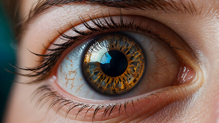 Fototapeta premium Close-up of human eye with beautiful iris. Macro shot