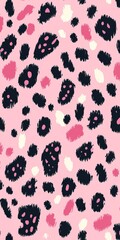 Colorful Leopard Print Pattern on a Pink Background, Perfect for Fashion and Design Projects