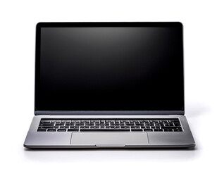 laptop with black screen isolated on white background