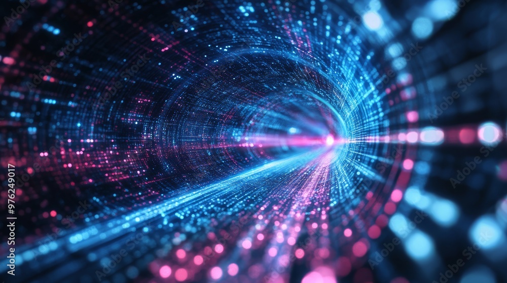 Poster explore the intriguing world of abstract digital data, emphasizing advanced networks and technology 