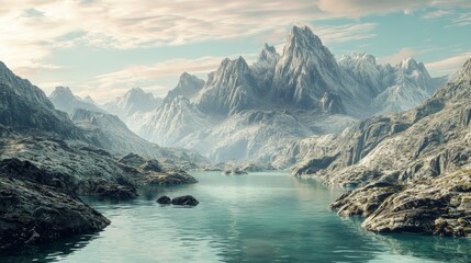 Mountain Lake Landscape.