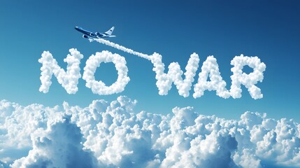 Naklejka premium Airplane Writing in the Sky with Smoke the Phrase 