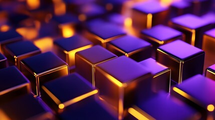 Obraz premium 3d rendering of Gold и Deep purple abstract geometric background. Scene for advertising, technology, showcase, banner, game, sport, cosmetic, business, metaverse. Sci-Fi Illustration. Product display