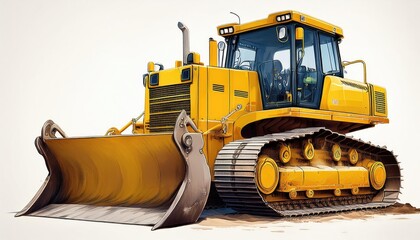 Obraz premium A powerful yellow bulldozer designed for heavy-duty construction and earthmoving projects, showcasing advanced machinery features.