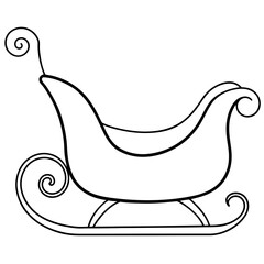 Minimalist Santa's Sleigh with Curved Runners and Decorative Outline