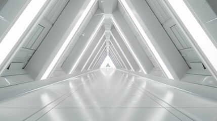 Obraz premium Empty Long Light Corridor Modern white background