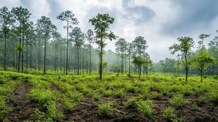 Lush Green Forest After Rain.