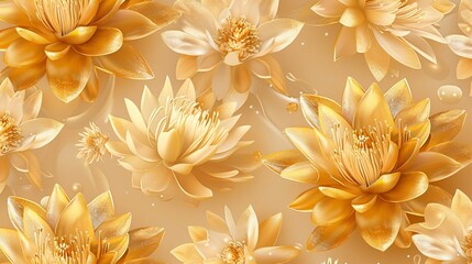 Golden lotus background pattern