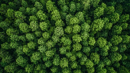 Aerial View of Dense Forest Canopy.