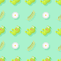 Seamless Pattern Abstract Elements Animal Frog Vector Design Style Background Illustration Texture For Prints Textiles, Clothing, Gift Wrap, Wallpaper, Pastel